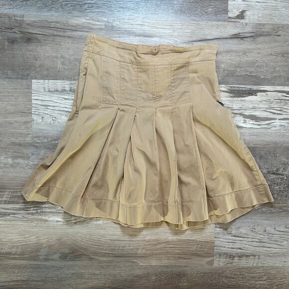 VTG Pleated Khaki Skort Built-In Shorts Mini Skirt Y2K Preppy Tenniscore Beige - Picture 1 of 6